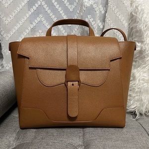 Senreve Maestra Bag in Chestnut Leather with Gold-Tone Hardware